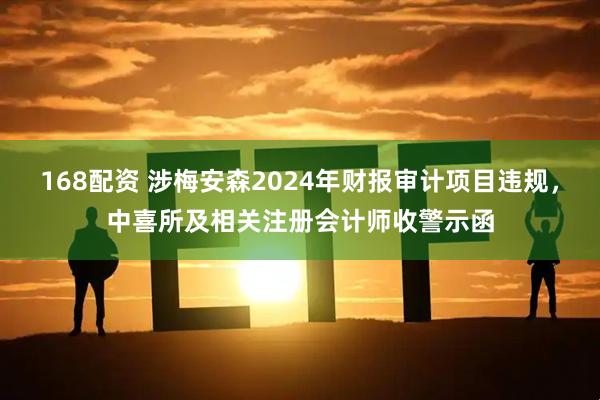 168配资 涉梅安森2024年财报审计项目违规，中喜所及相关注册会计师收警示函